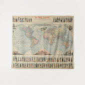 ヴィンテージ世界地図 タペストリー (正面(横))