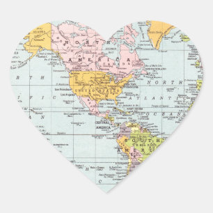 ヴィンテージ世界地図 ハートシール