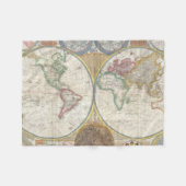 ヴィンテージ世界地図 フリースブランケット (正面(横))
