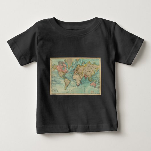 ヴィンテージ世界地図 ベビーTシャツ (正面)