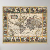 ヴィンテージ世界地図 ポスター (正面)