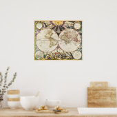 ヴィンテージ世界地図 ポスター (キッチン)