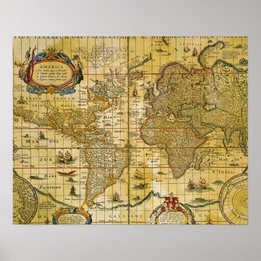 ヴィンテージ世界地図 ポスター (正面)
