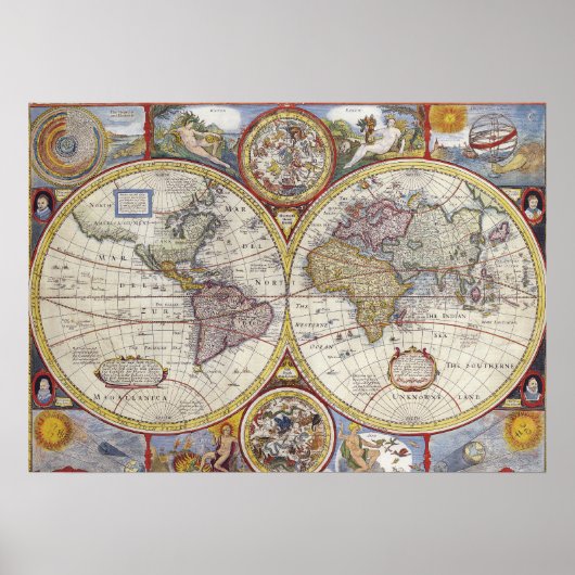 ヴィンテージ世界地図 ポスター (正面)