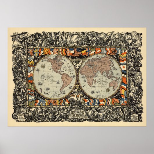 ヴィンテージ世界地図 ポスター (正面)