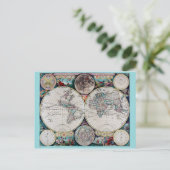 ヴィンテージ世界地図 ポストカード (スタンド正面)