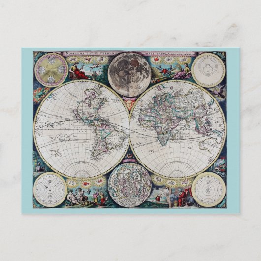 ヴィンテージ世界地図 ポストカード (正面)