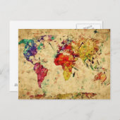 ヴィンテージ世界地図 ポストカード (正面/裏面)