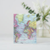 ヴィンテージ世界地図 ポストカード (スタンド正面)