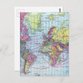 ヴィンテージ世界地図 ポストカード (正面/裏面)