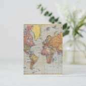ヴィンテージ世界地図 ポストカード (スタンド正面)