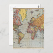 ヴィンテージ世界地図 ポストカード (正面/裏面)