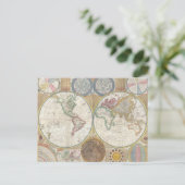 ヴィンテージ世界地図 ポストカード (スタンド正面)