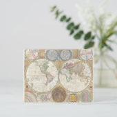 ヴィンテージ世界地図 ポストカード (スタンド正面)