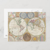 ヴィンテージ世界地図 ポストカード (正面/裏面)