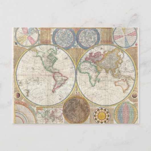 ヴィンテージ世界地図 ポストカード (正面)