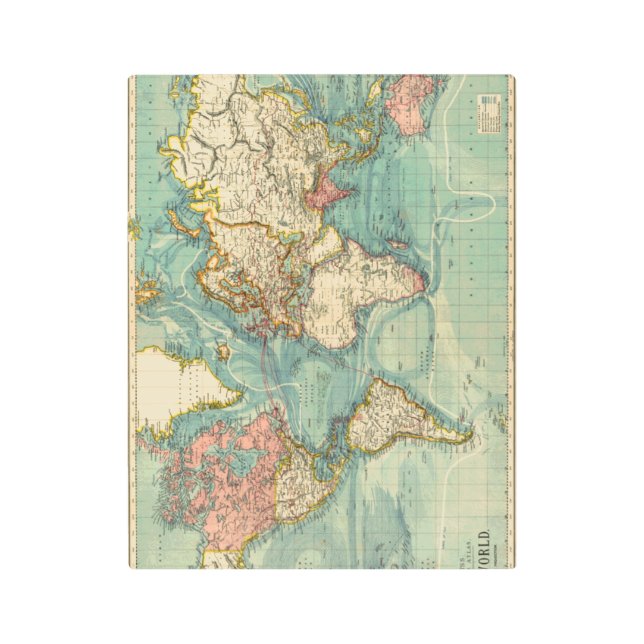 ヴィンテージ世界地図 メタルプリント (正面)