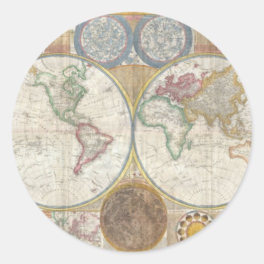 ヴィンテージ世界地図 ラウンドシール (正面)