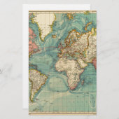 ヴィンテージ世界地図 便箋 (正面/裏面)