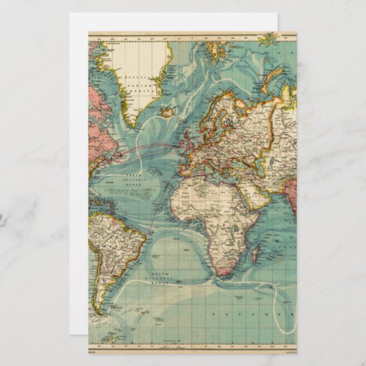 ヴィンテージ世界地図 便箋 (正面/裏面)