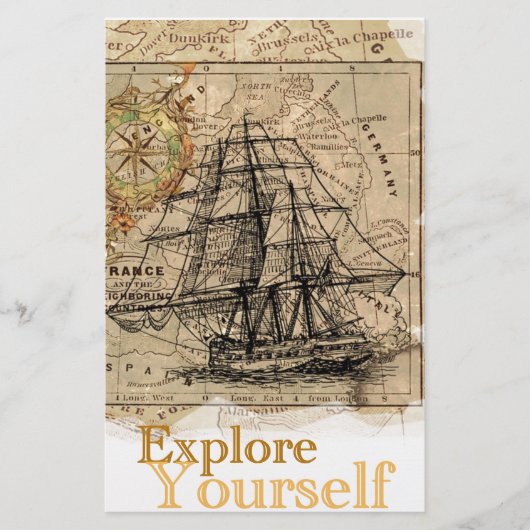 ヴィンテージ世界地図 便箋 (正面)