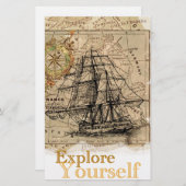 ヴィンテージ世界地図 便箋 (正面/裏面)