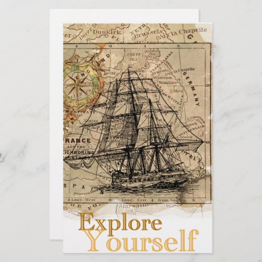 ヴィンテージ世界地図 便箋 (正面/裏面)