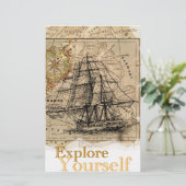 ヴィンテージ世界地図 便箋 (スタンド正面)