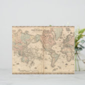ヴィンテージ世界地図 古い紙のジャンクジャーナルページ (スタンド正面)