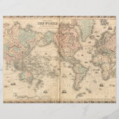 ヴィンテージ世界地図 古い紙のジャンクジャーナルページ (正面)