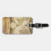 ヴィンテージ世界地図 |名前と情連絡報 ラゲッジタグ (正面横)