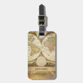 ヴィンテージ世界地図 |名前と情連絡報 ラゲッジタグ (正面縦)