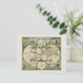 ヴィンテージ世界地図 旅行 冒険 名言 偽のキャンバス ポストカード (スタンド正面)