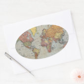 ヴィンテージ世界地図 楕円形シール (封筒)