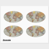 ヴィンテージ世界地図 楕円形シール (シート)