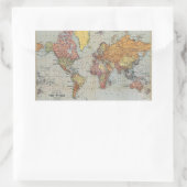 ヴィンテージ世界地図 長方形シール (バッグ)