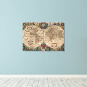 ヴィンテージ世界地図（1641年） キャンバスプリント (インサイチュ (ウッドフロア))