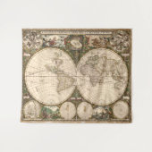 ヴィンテージ世界地図（1660年） タペストリー (正面(横))