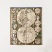 ヴィンテージ世界地図（1660年） タペストリー (正面)