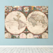 ヴィンテージ世界地図(1665) 2 キャンバスプリント (インサイチュ (ウッドフロア))