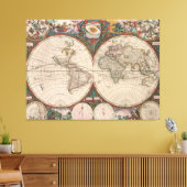 ヴィンテージ世界地図(1665) 2 キャンバスプリント (インサイチュ (リビング))