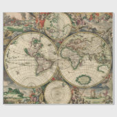 ヴィンテージ世界地図(1689) ラッピングペーパー (フラット)