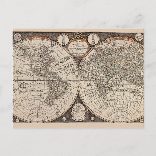ヴィンテージ世界地図(1766) ポストカード (正面)
