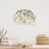 ヴィンテージ世界地図(1775年) ポスター (キッチン)