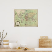 ヴィンテージ世界地図(1778) ポスター (キッチン)