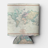 ヴィンテージ世界地図（1801年） 缶クーラー (正面)