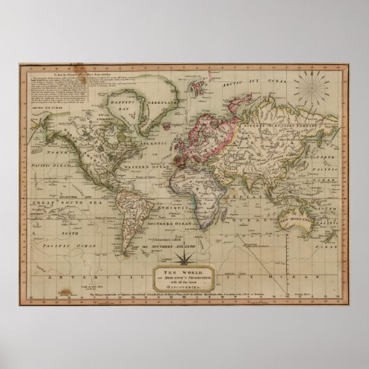 ヴィンテージ世界地図(1814年) ポスター (正面)