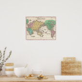 ヴィンテージ世界地図（1827年） ポスター (キッチン)