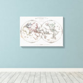 ヴィンテージ世界地図（1848年） キャンバスプリント (インサイチュ (ウッドフロア))