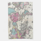 ヴィンテージ世界地図(1852年) キッチンタオル (縦)